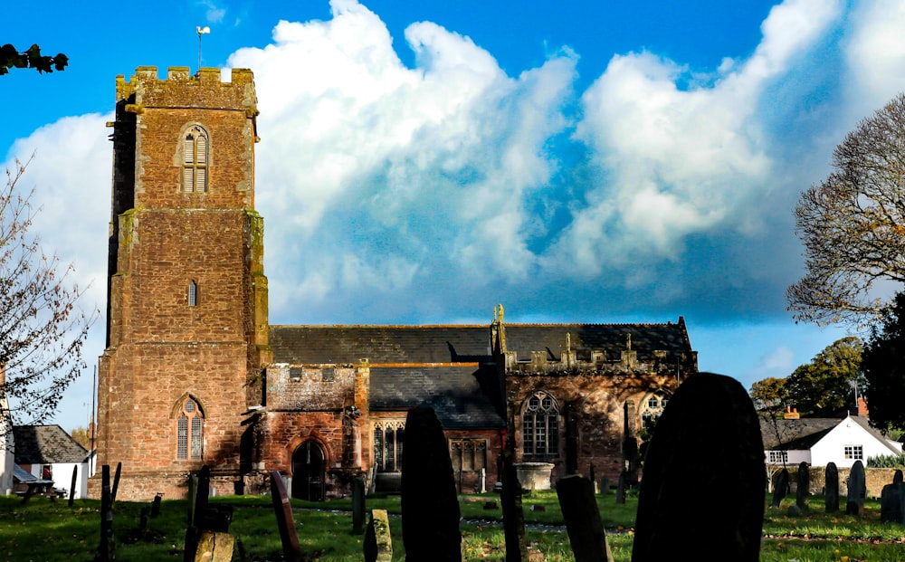 a large brick building with a tower