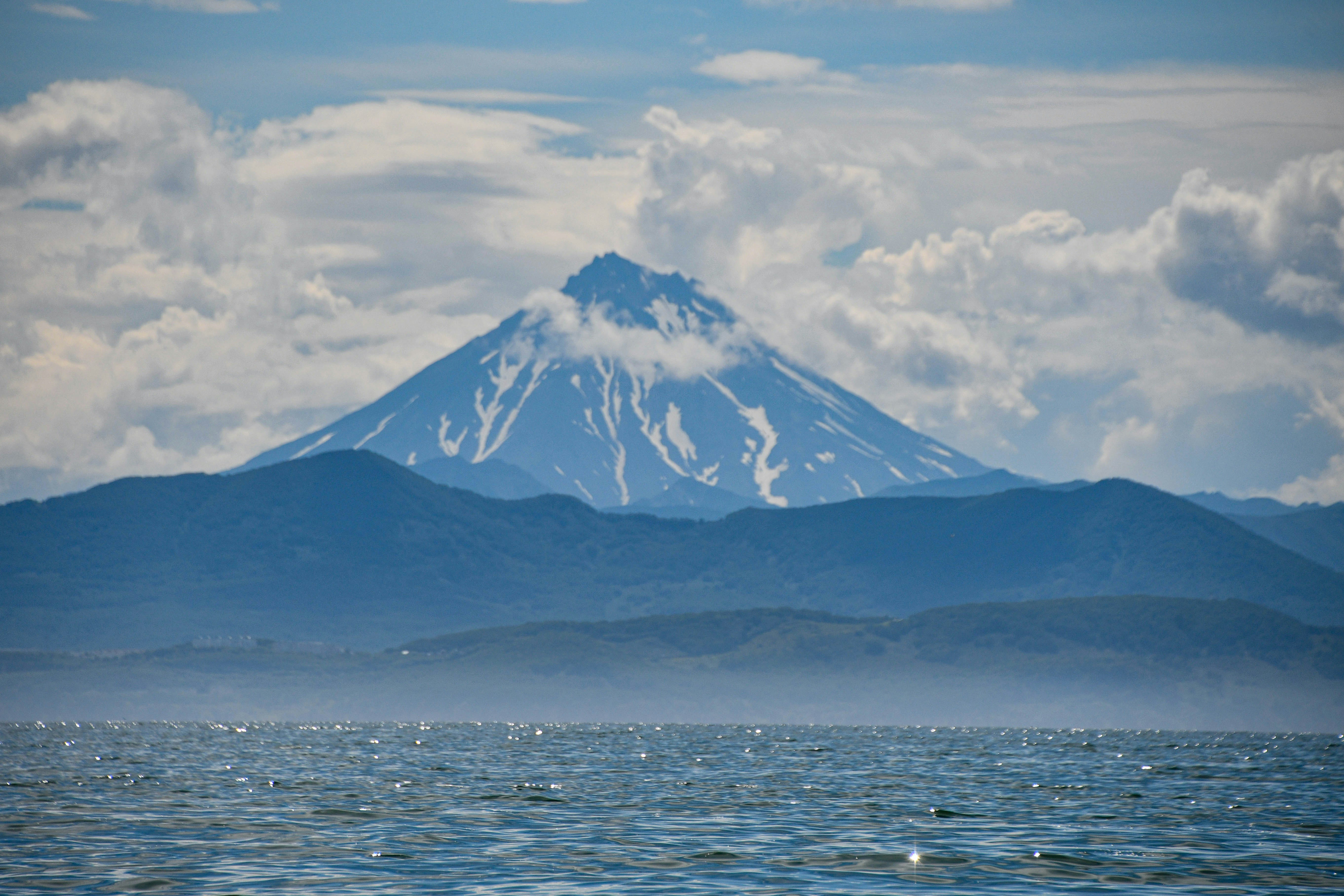 Mount Fuji with snow on it, 