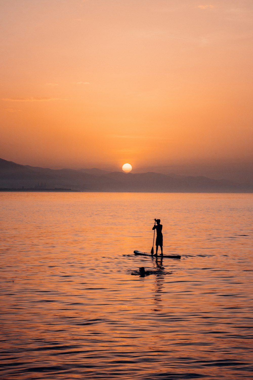 a person on a paddle board in the water