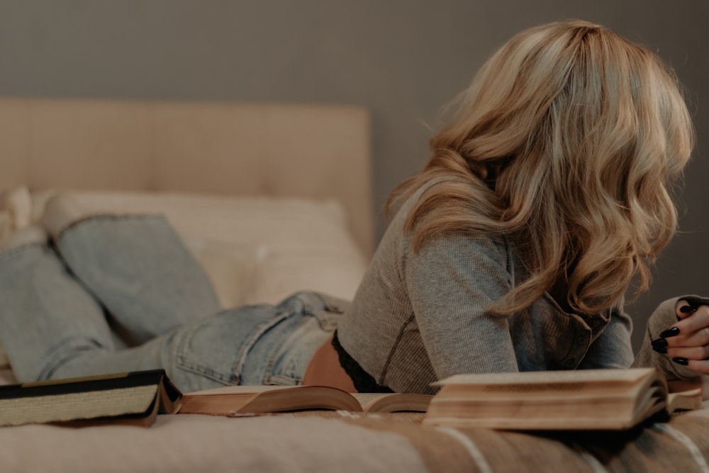 a woman reading a book