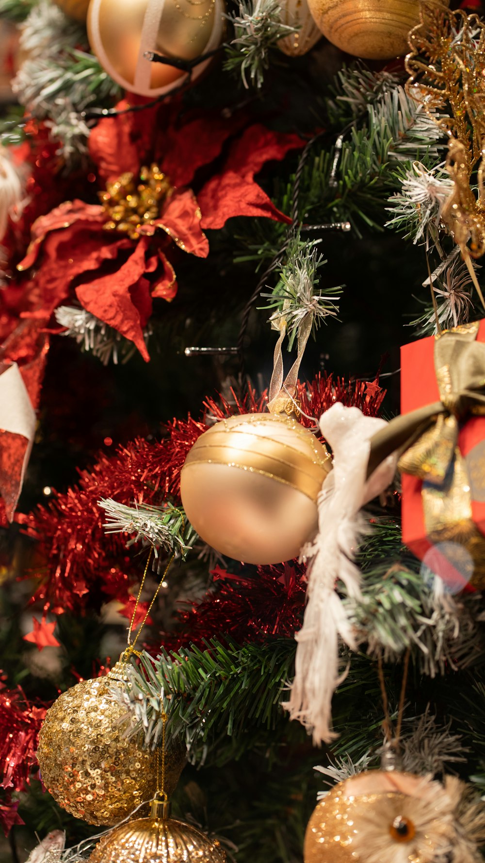 a christmas tree decorated with ornaments