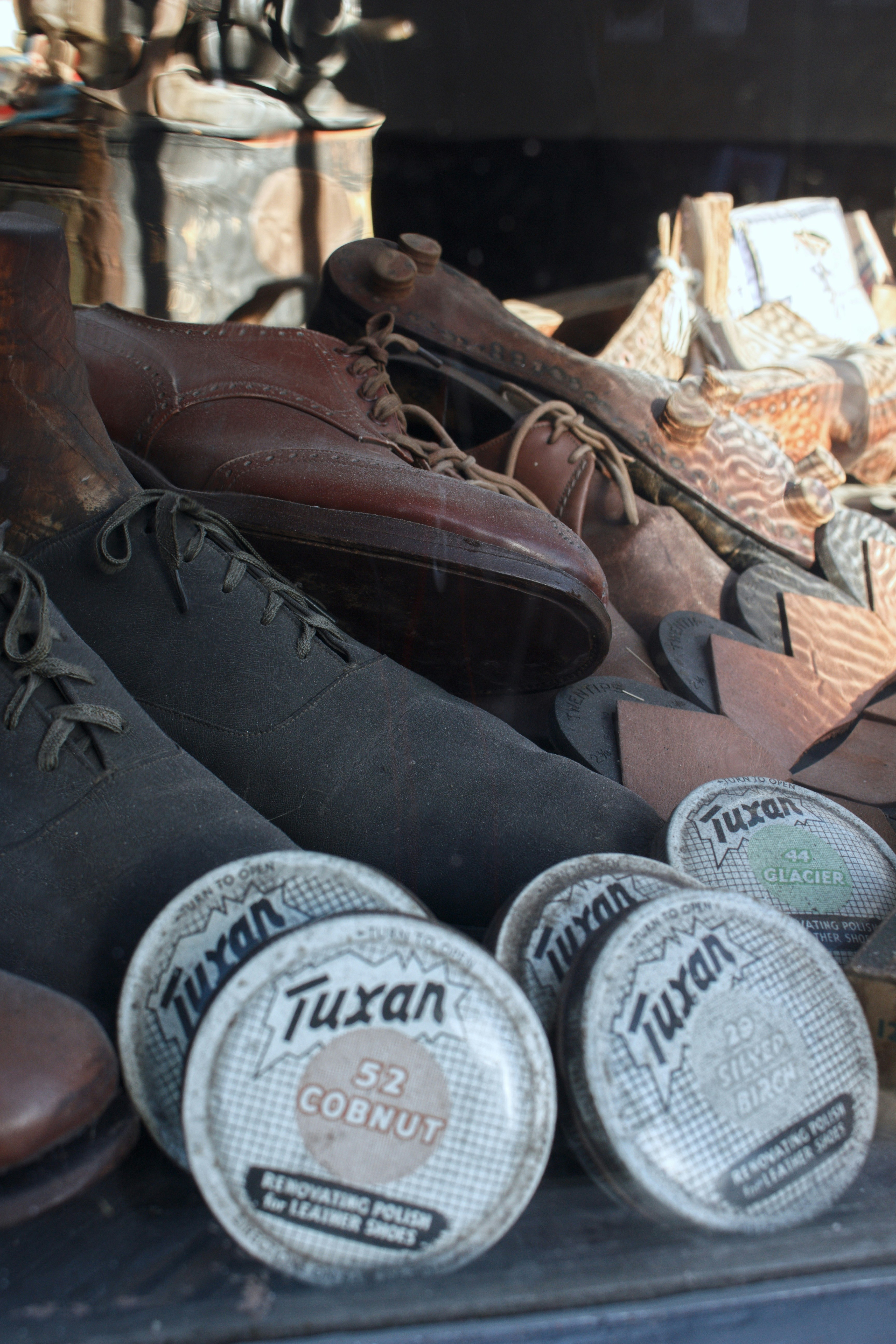 a pile of old shoes