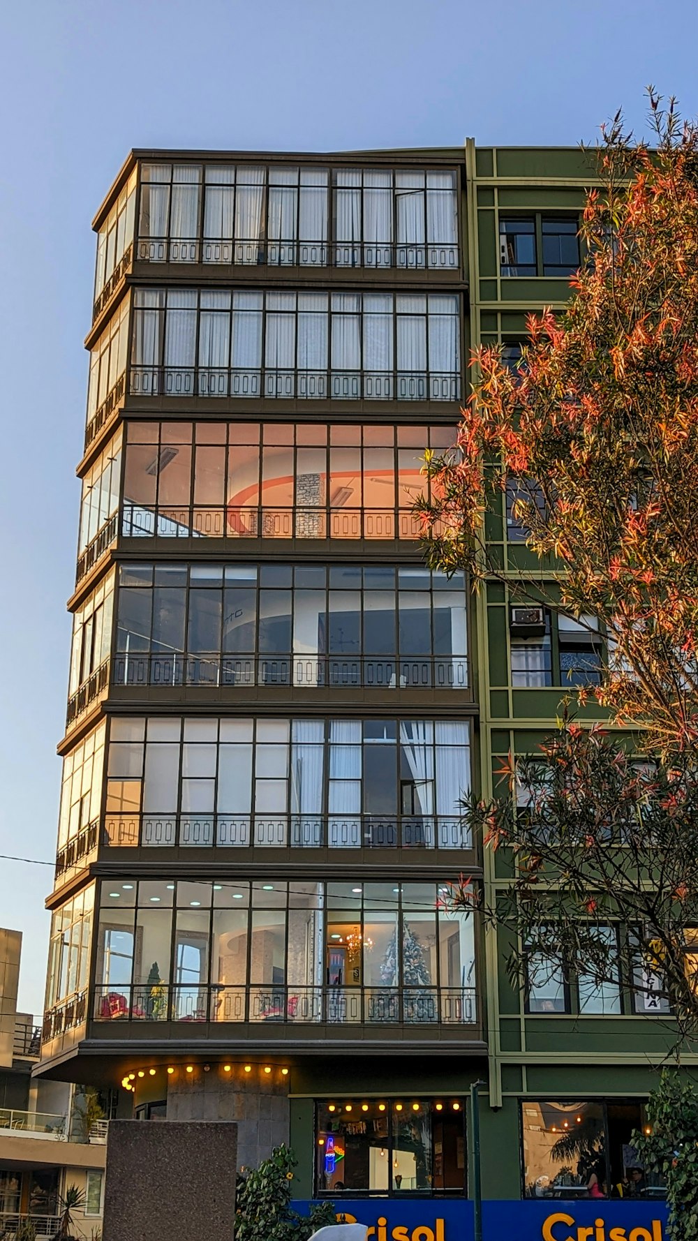 a tall building with many windows