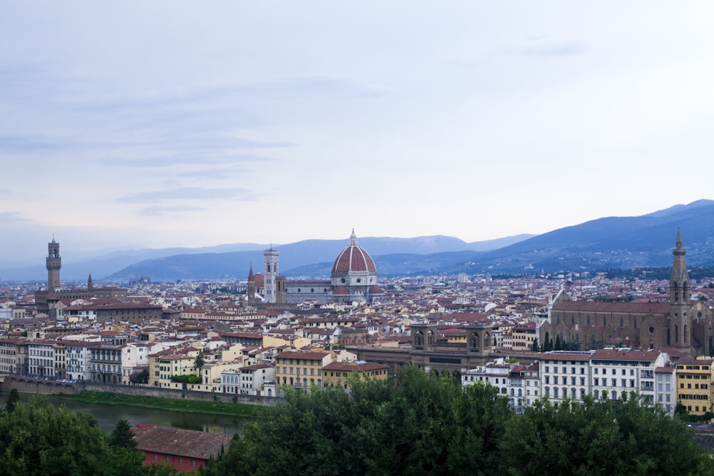 a city with a domed building