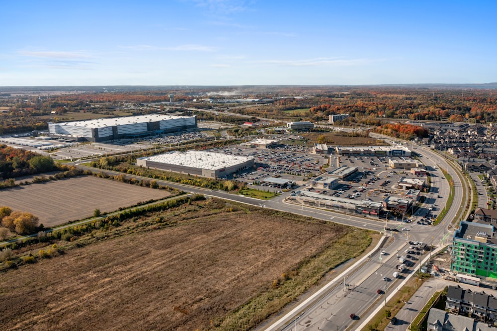 a large building with a parking lot