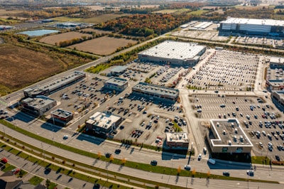 a large parking lot with many vehicles