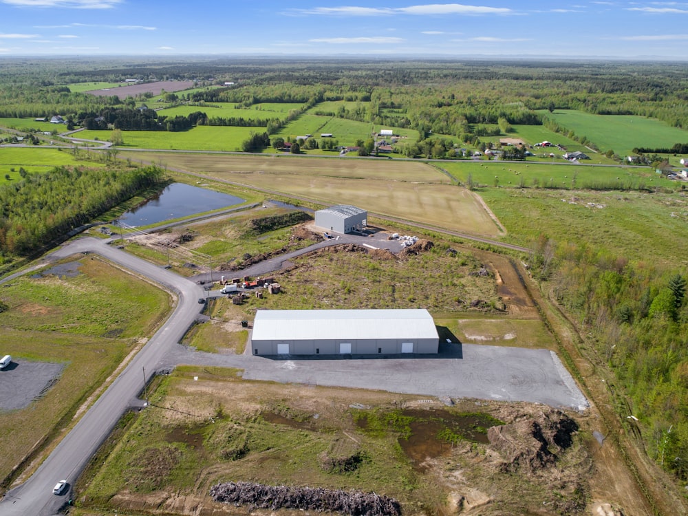 a building in a field