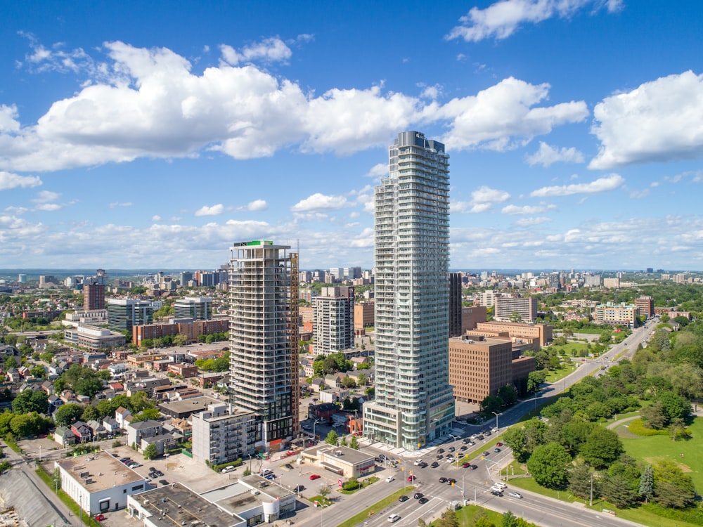 a high angle view of a city