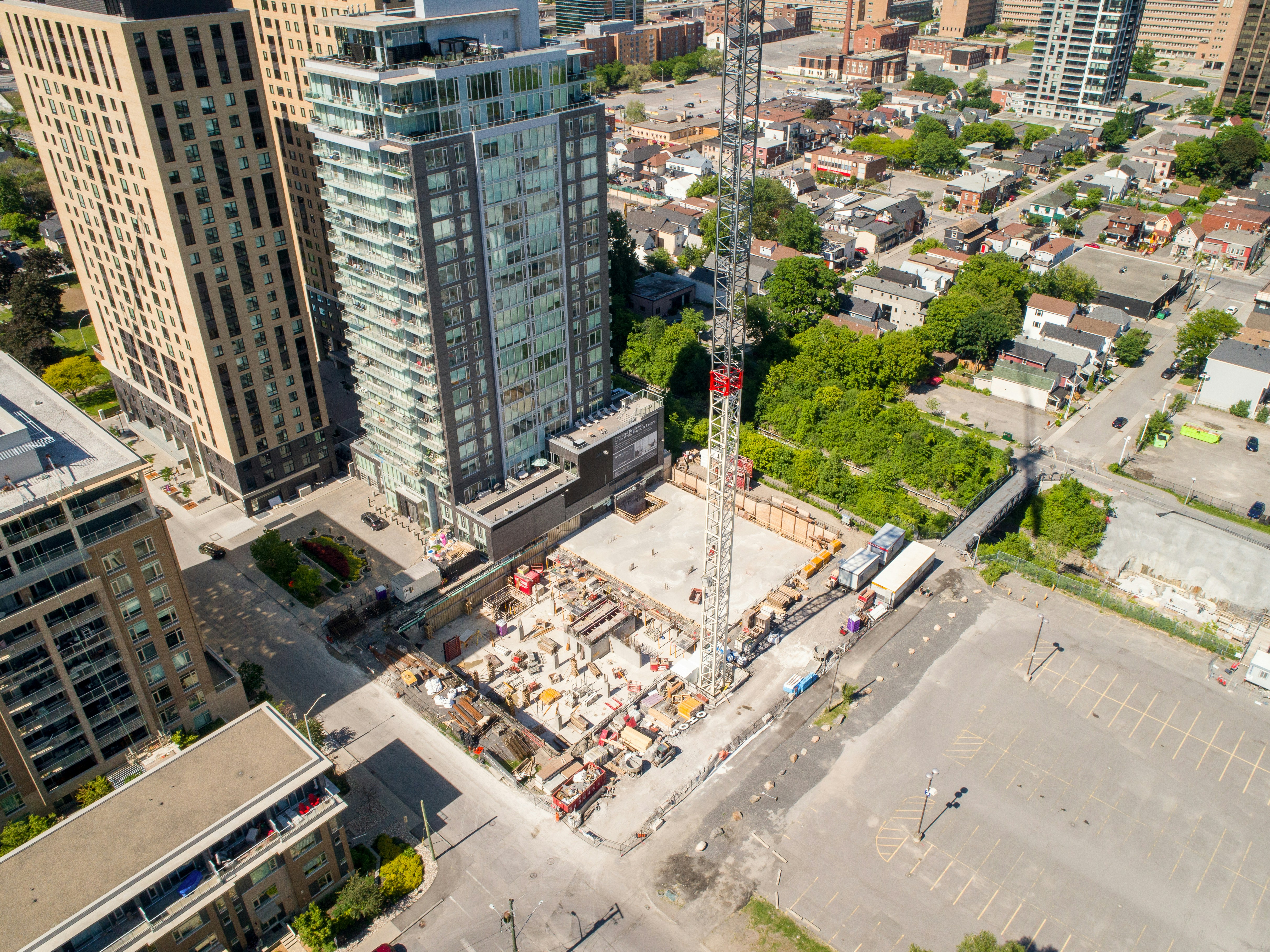a high angle view of a city