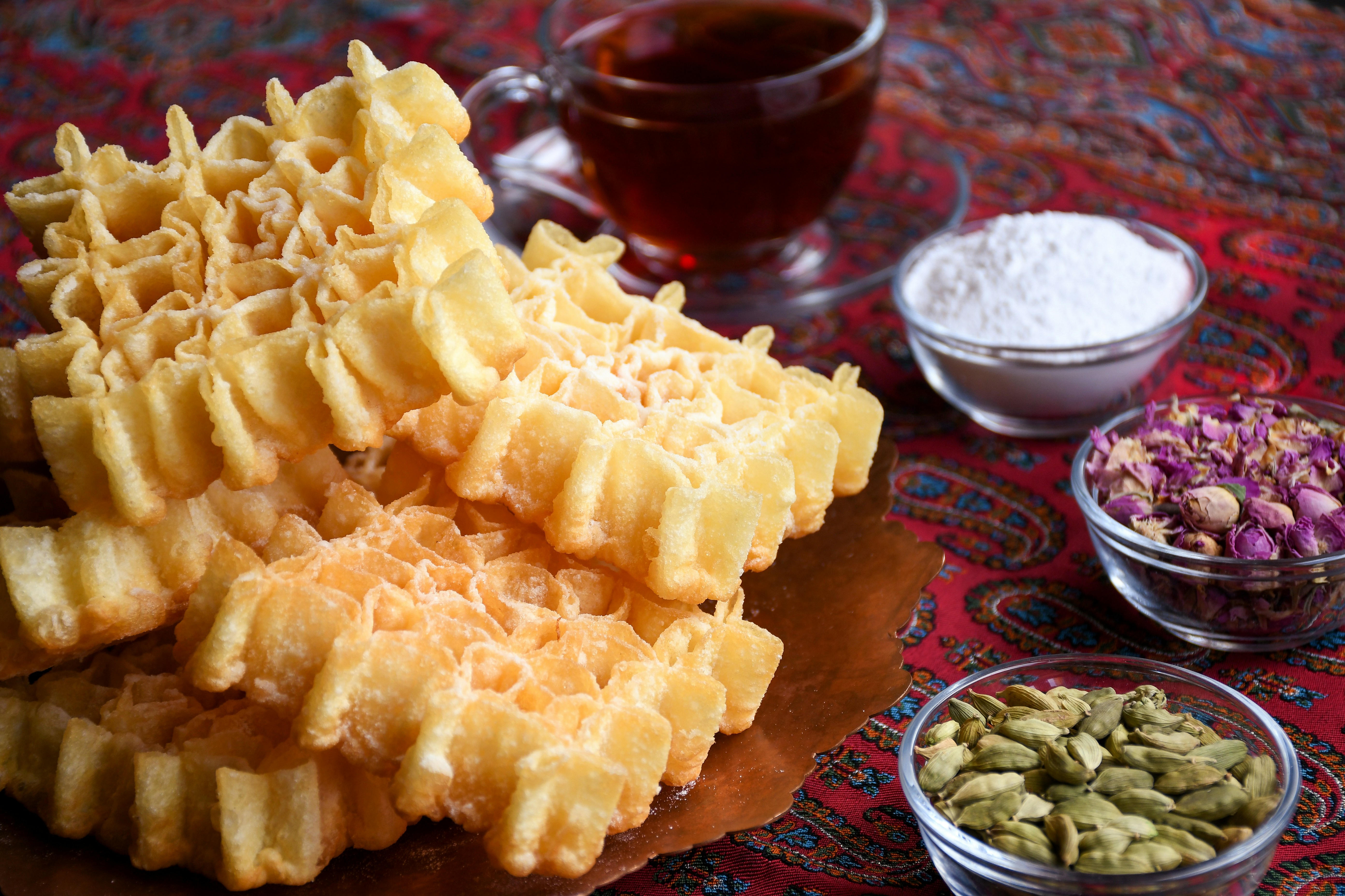 Delicious traditional Albanian dish served on a wooden table