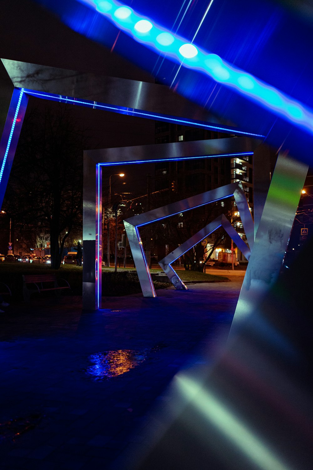 a bridge with lights at night