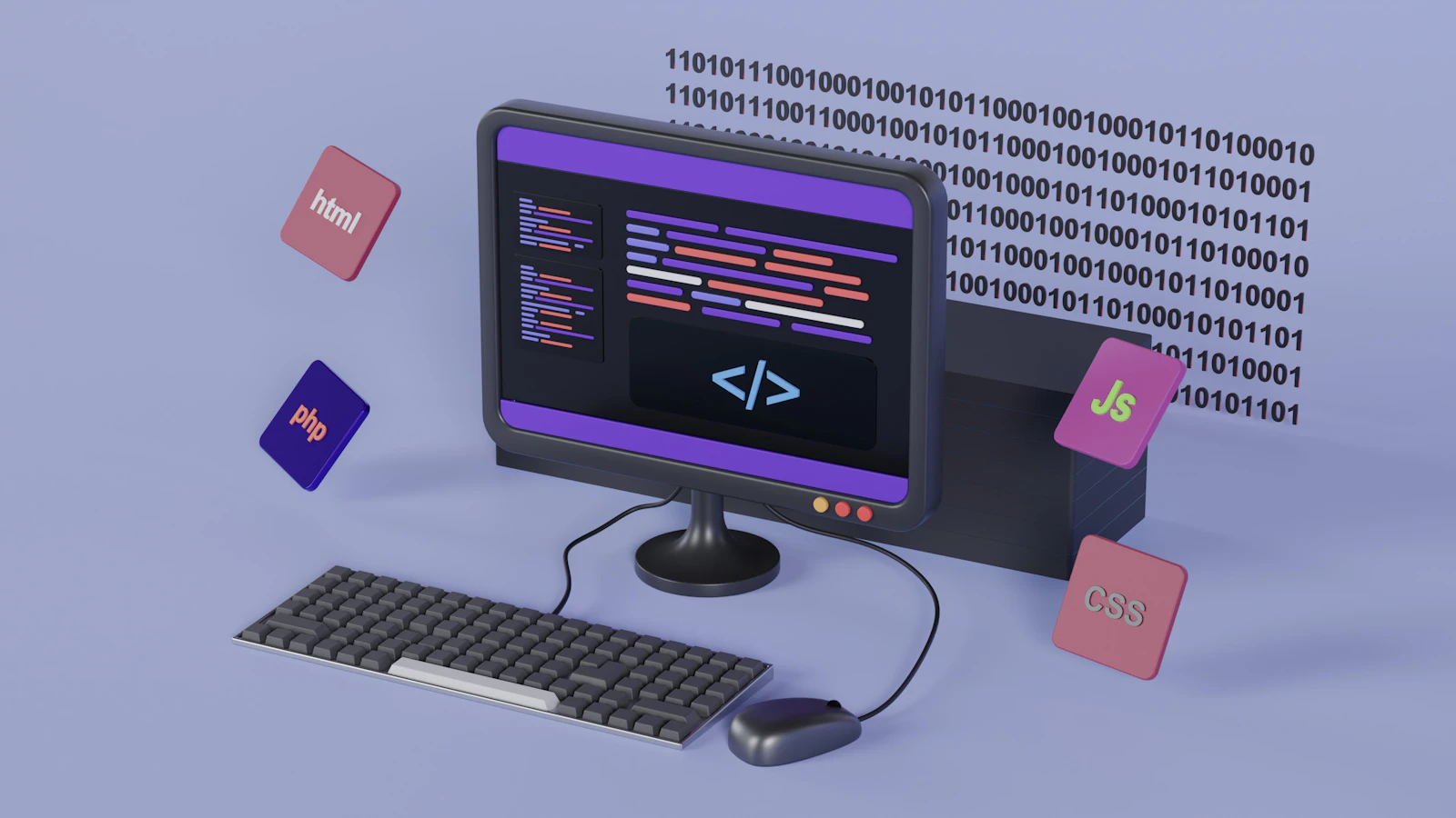 A computer with a keyboard and mouse