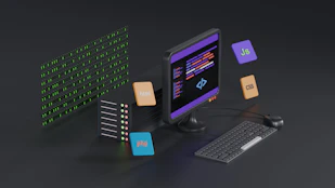 a computer with a keyboard and mouse