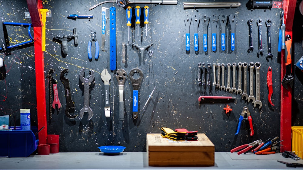 a wall full of tools