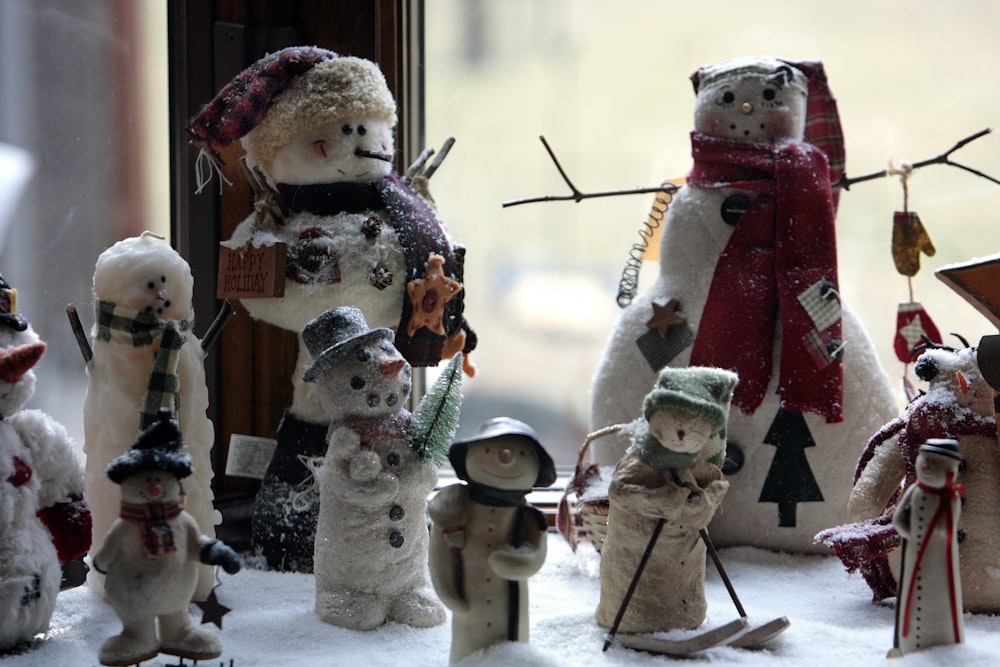 a group of snowman statues