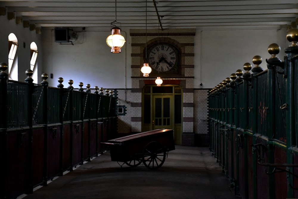 a carriage in a building