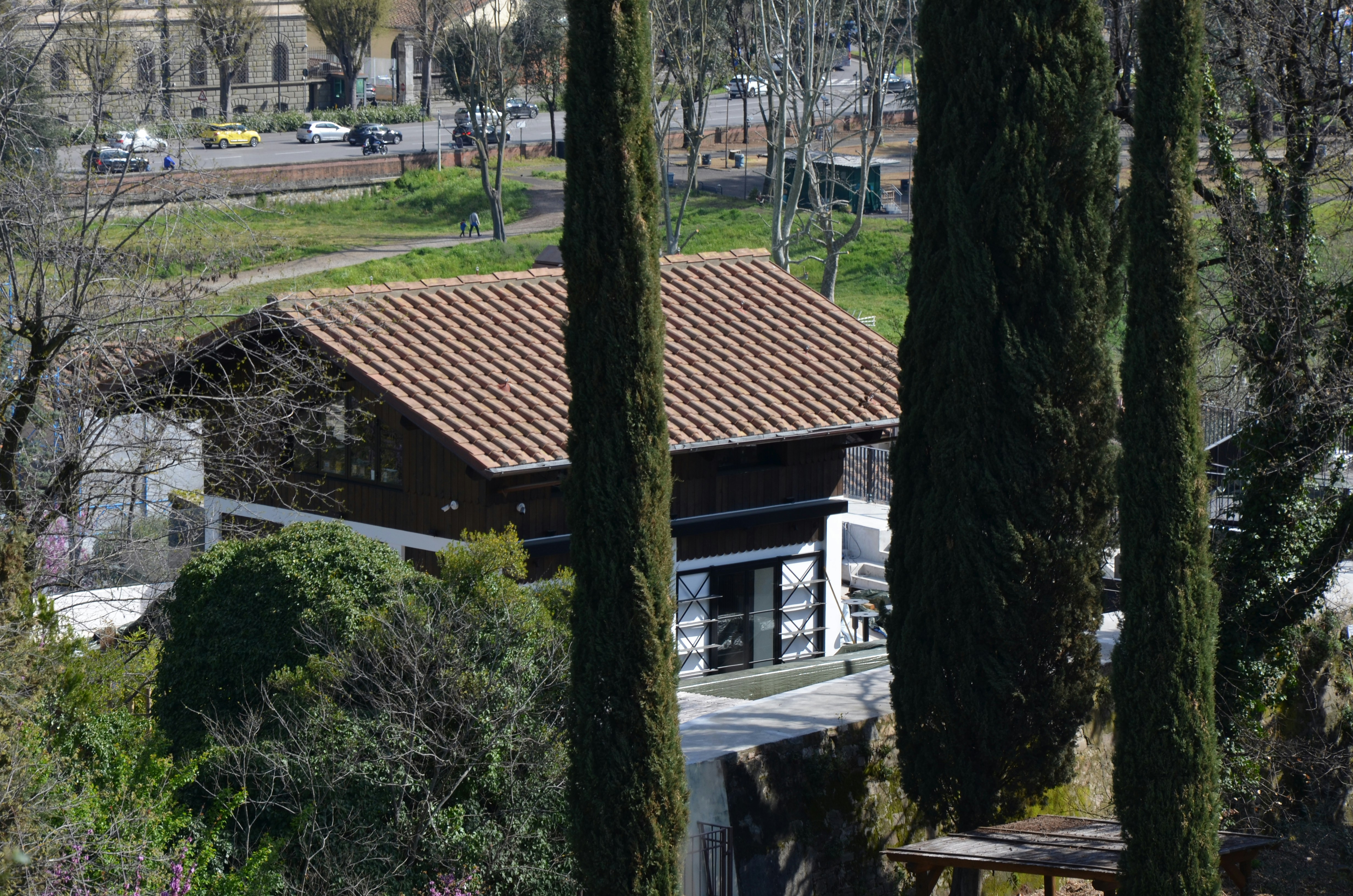 Modern house with red roof