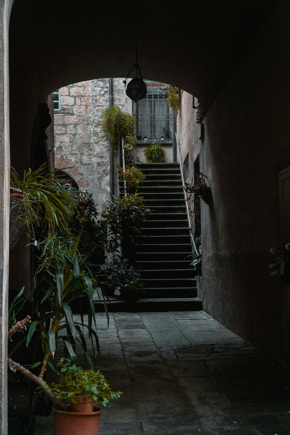 a staircase in a building