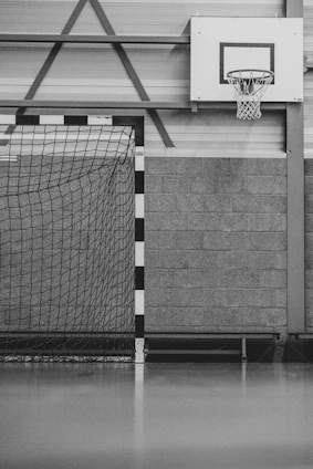 a basketball hoop in a room