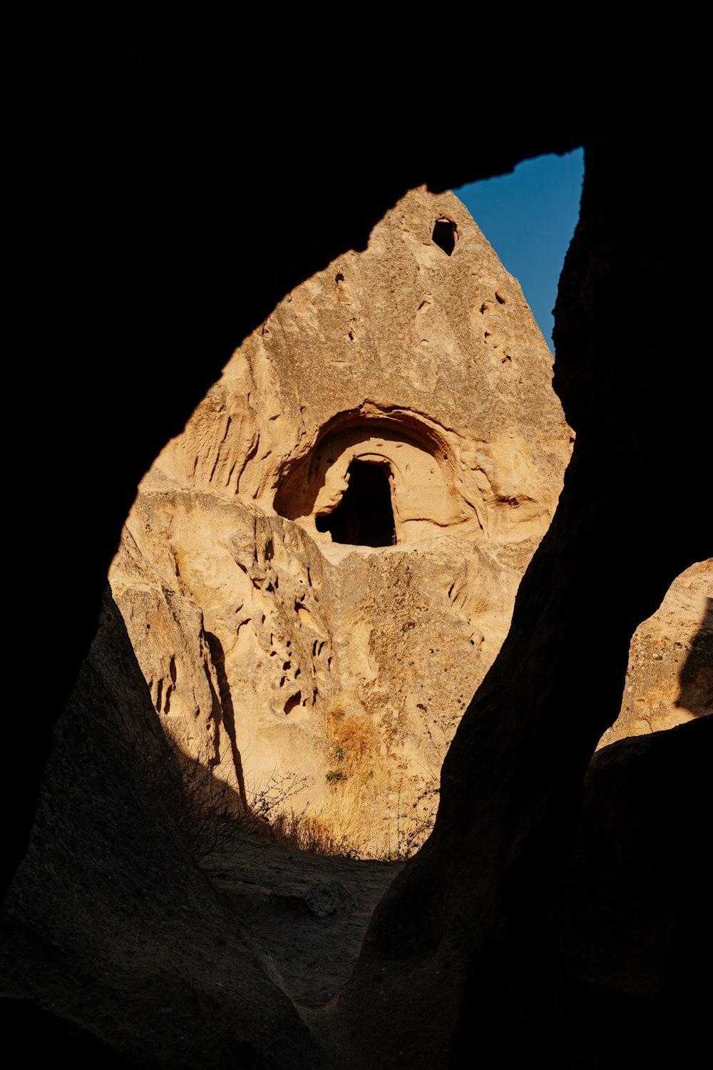 a rock with holes in it