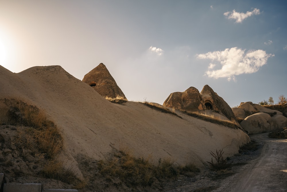 a desert landscape with a road