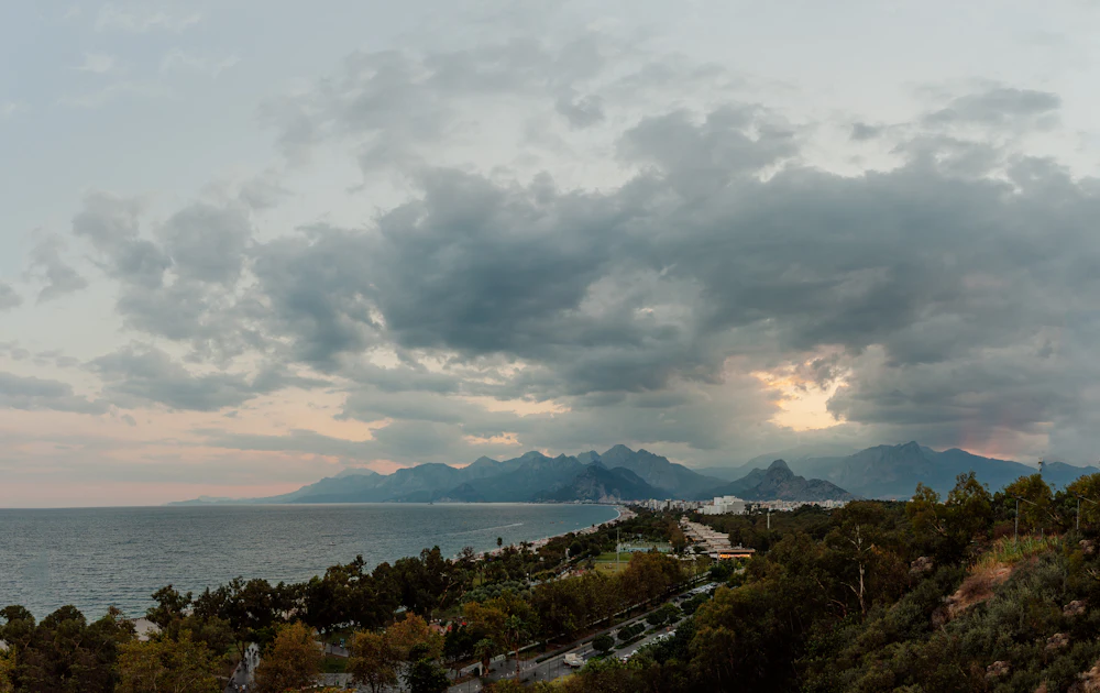 Coastal road from Antalya Airport toward the resorts
