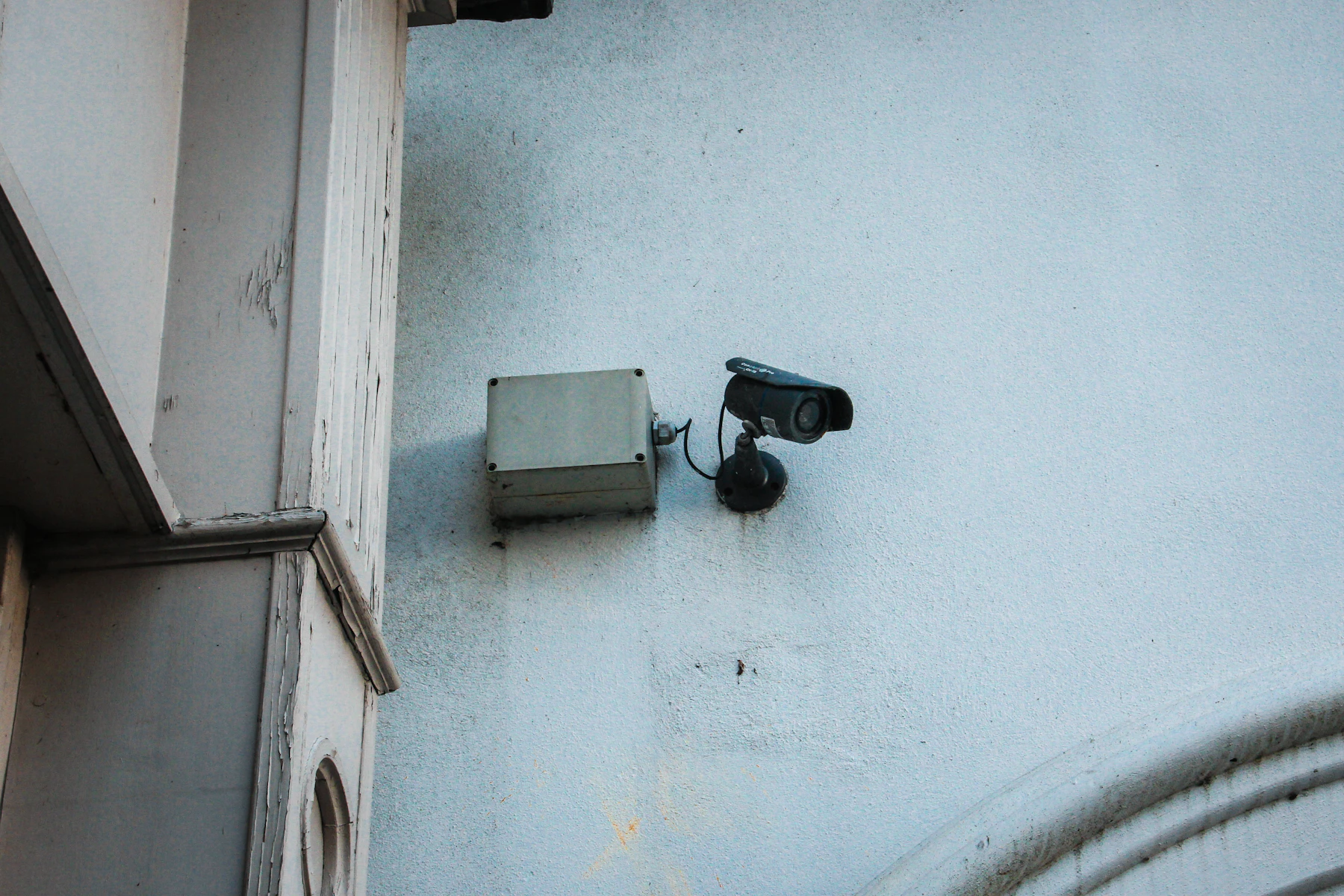 Professional CCTV security camera installed on a building