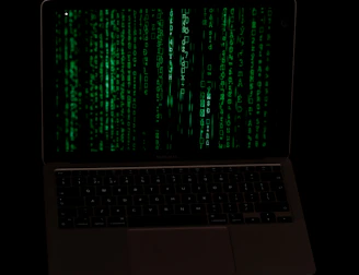 a laptop with a green screen