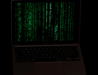 a laptop with a green screen