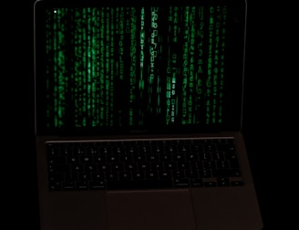 a laptop with a green screen