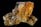 A close-up of a cluster of orange and yellow crystalline structures with a glossy, translucent appearance, set against a black background. The crystals have sharp, angular edges and some display an internal refraction of light, creating a mesmerizing visual effect.