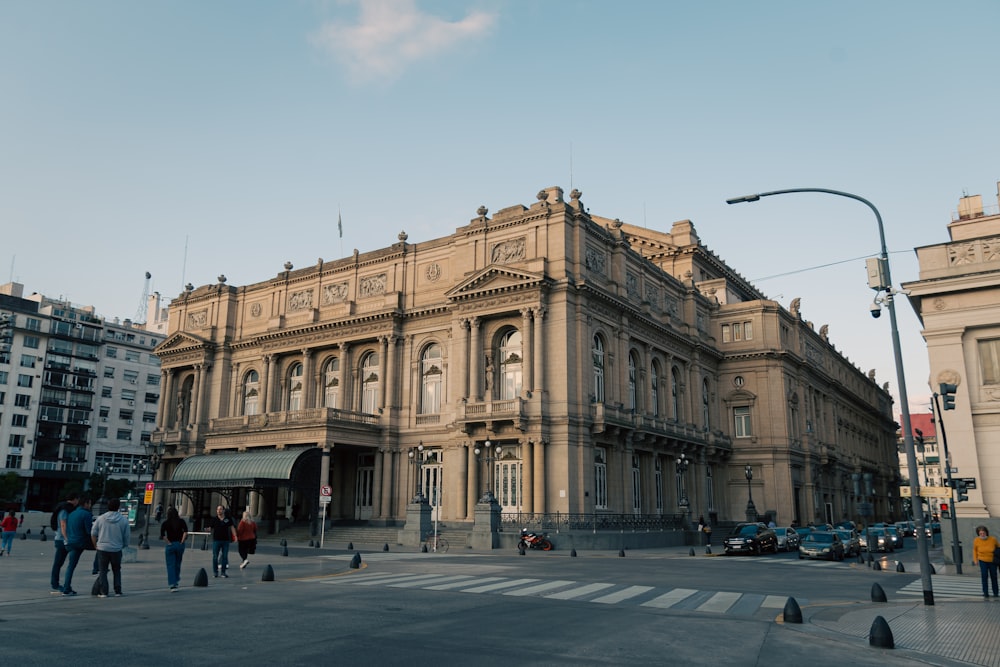 a large stone building with many windows