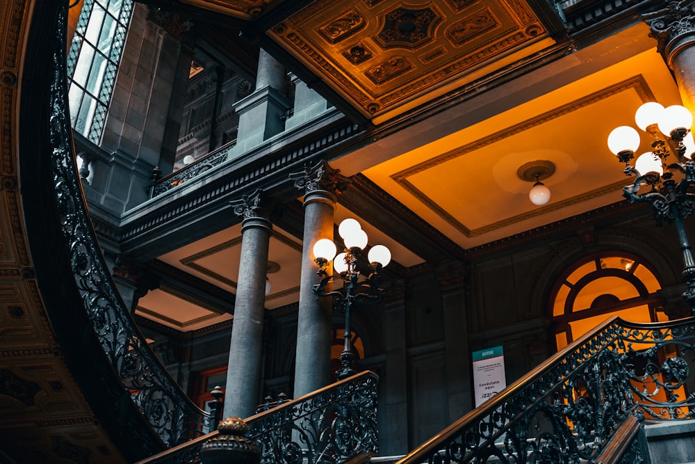 a staircase in a building