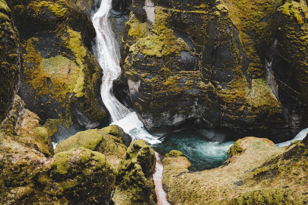 a waterfall over rocks