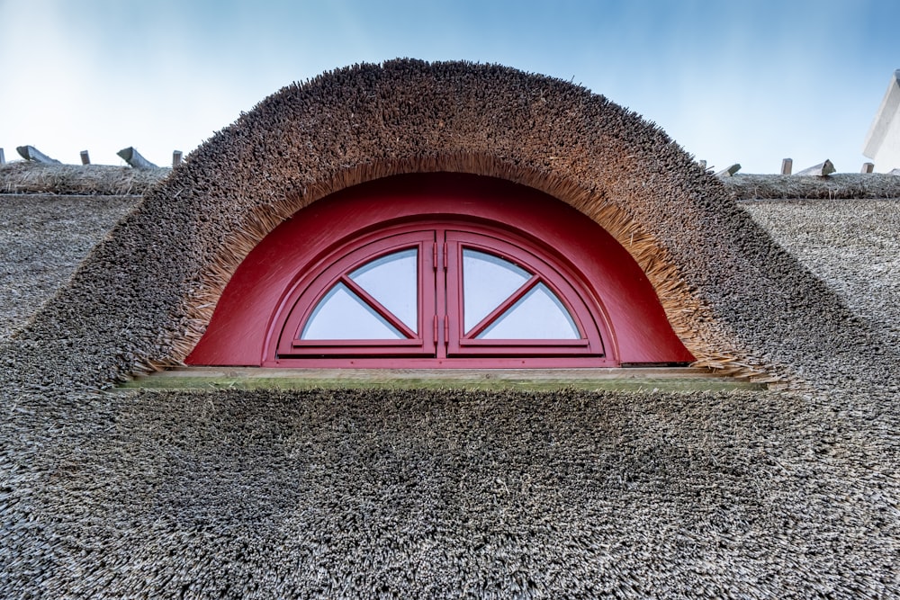 a red arched building