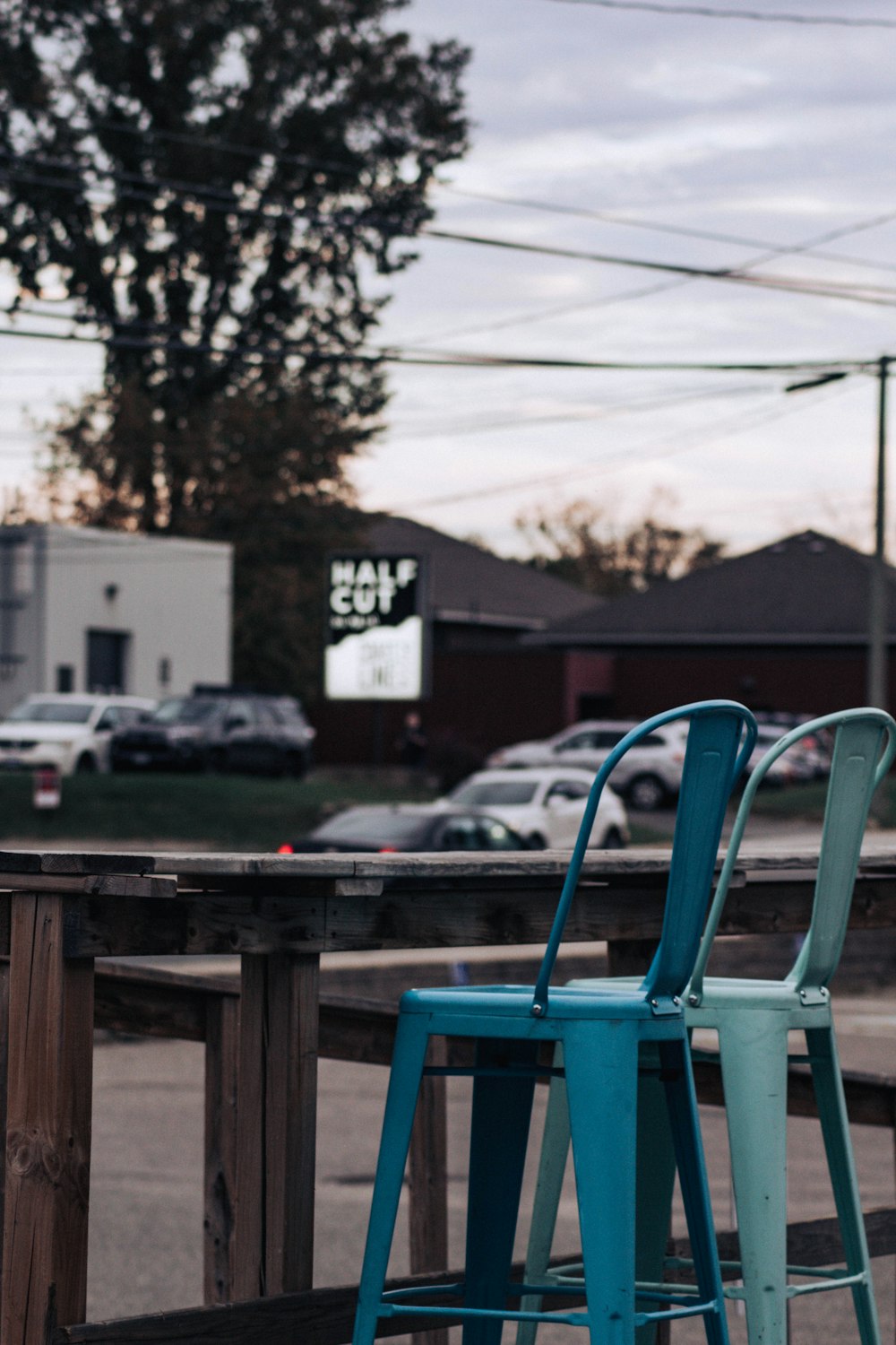 a table and chairs outside