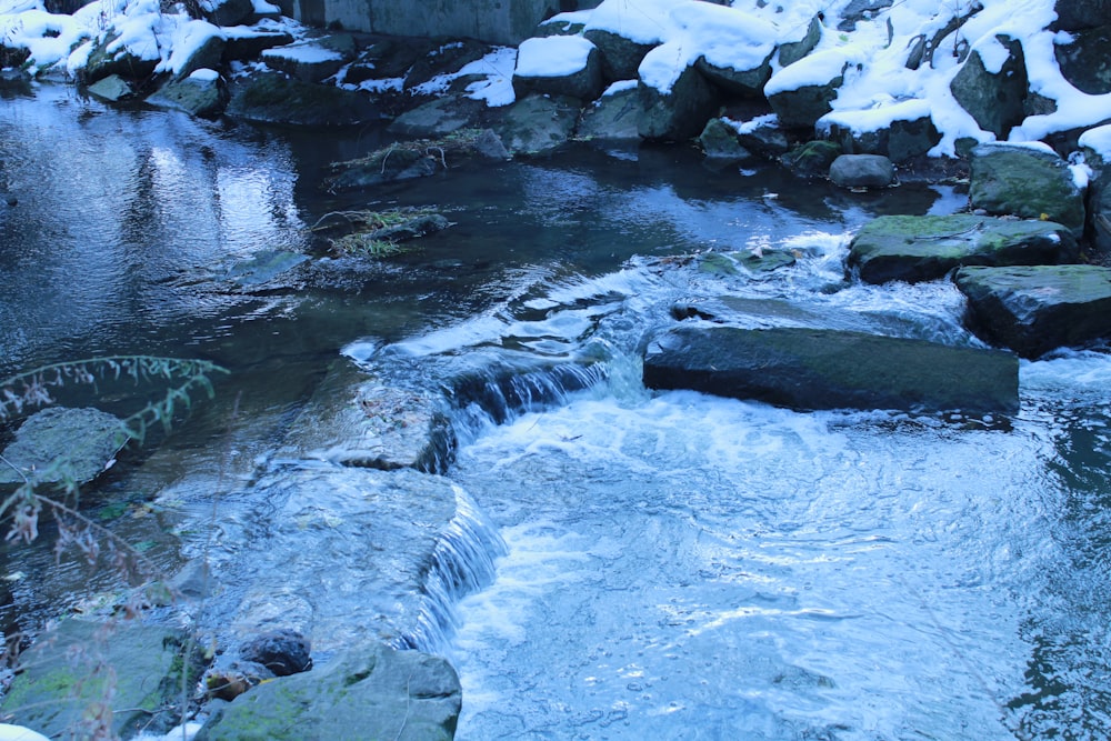 a stream of water with rocks