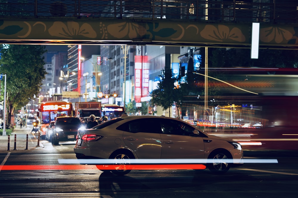 a car driving on a street