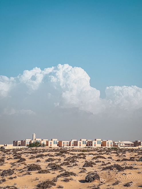 a group of buildings on a beach