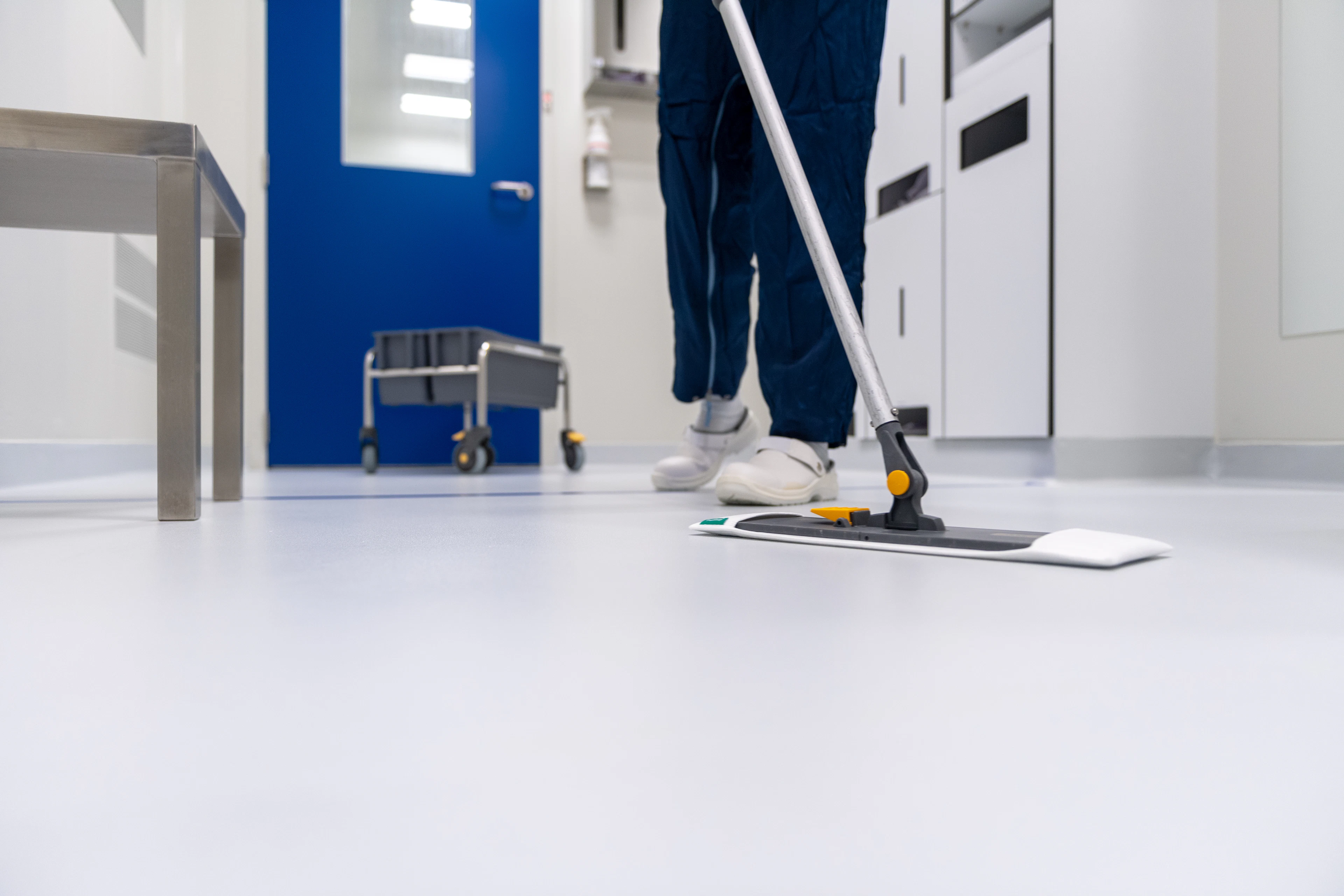 Mopping a wet floor