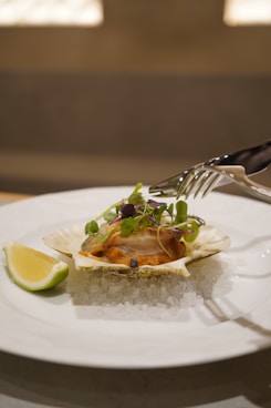 a plate with food on it
