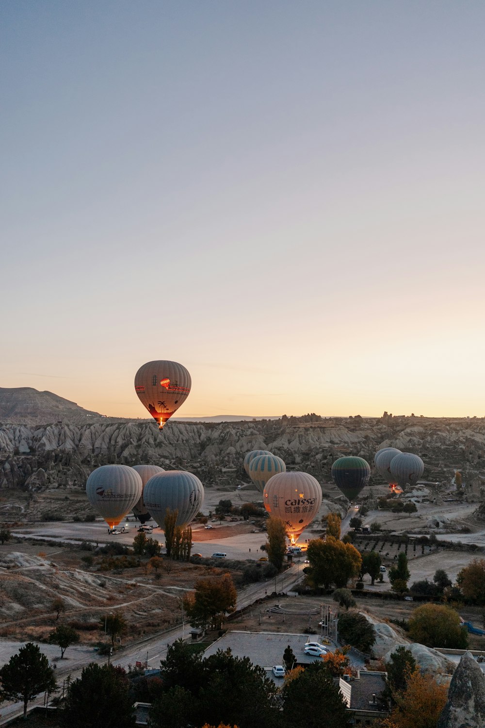 a group of hot air balloons