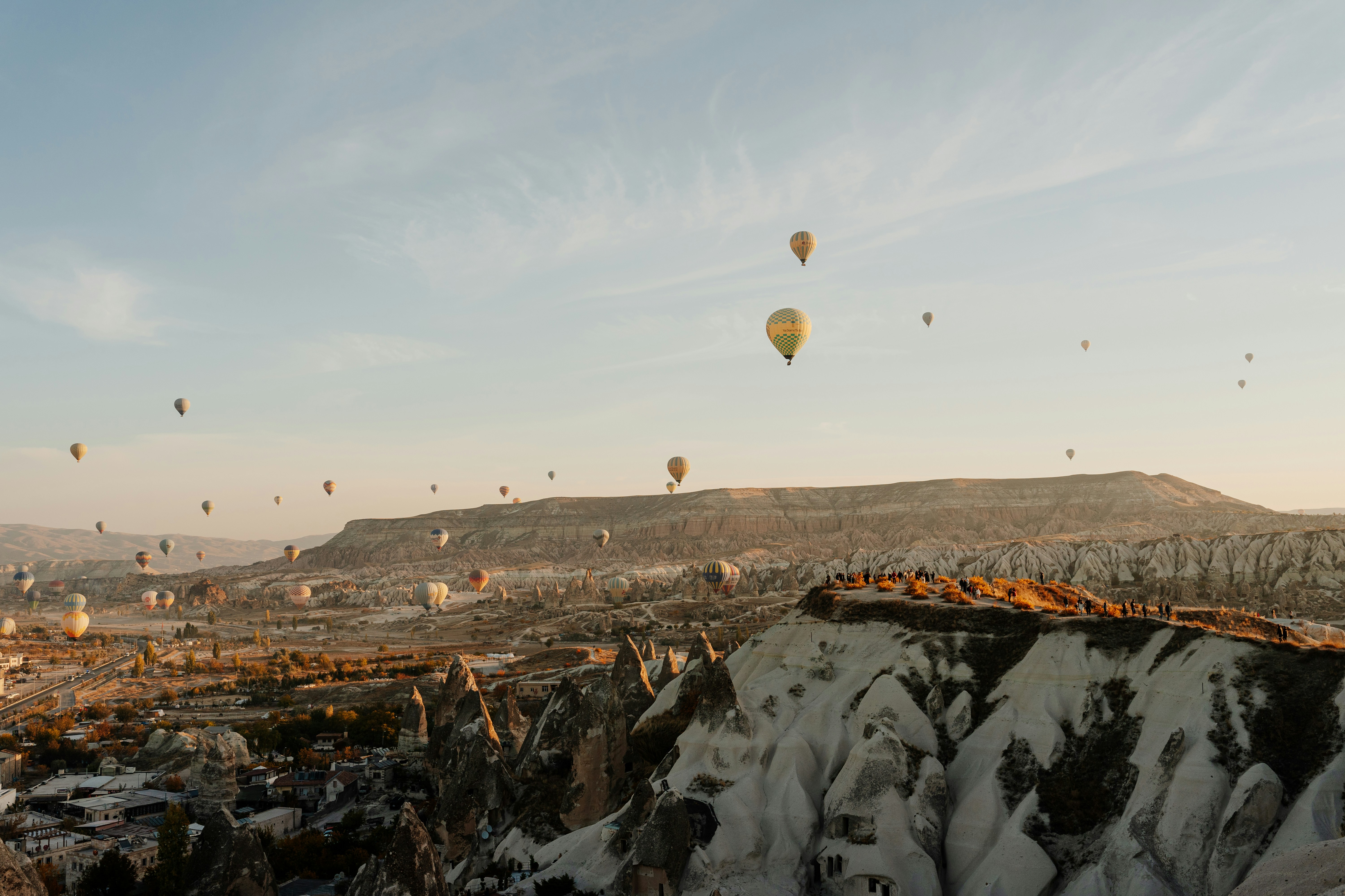 a group of hot air balloons in the sky
