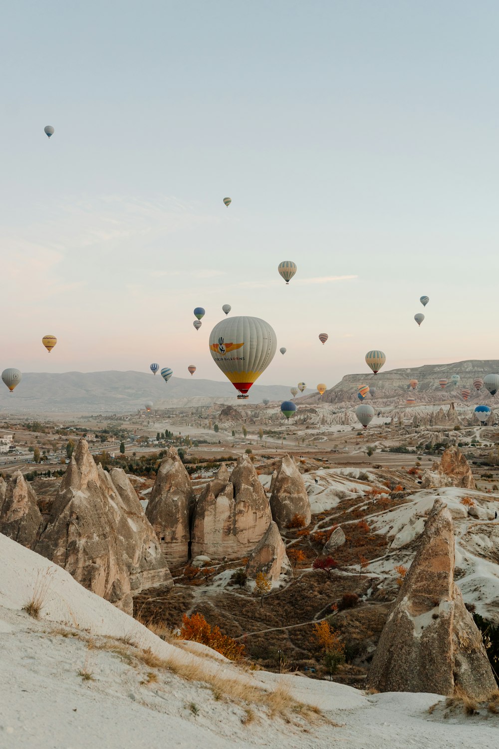 a group of hot air balloons in the sky