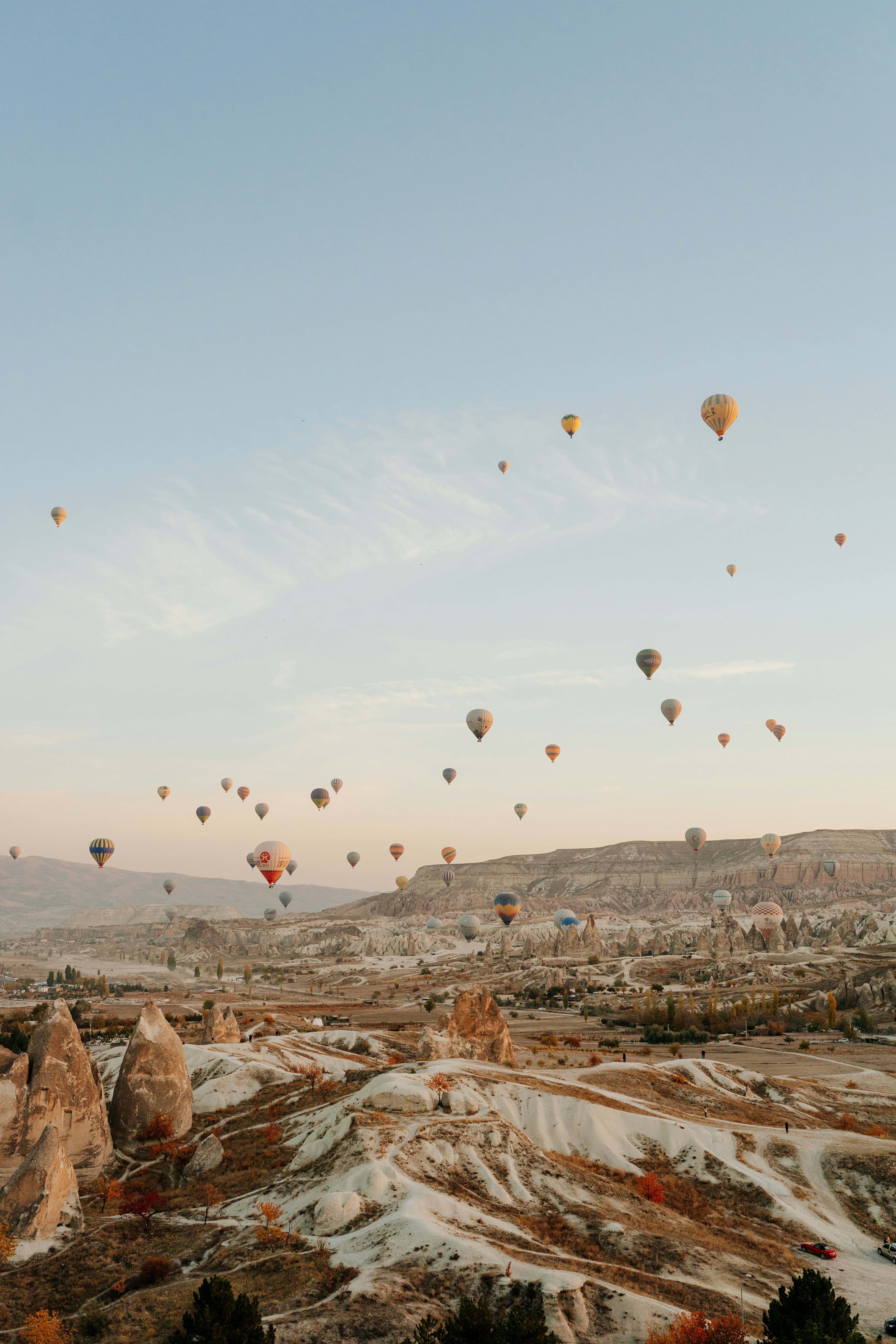 a group of hot air balloons in the sky