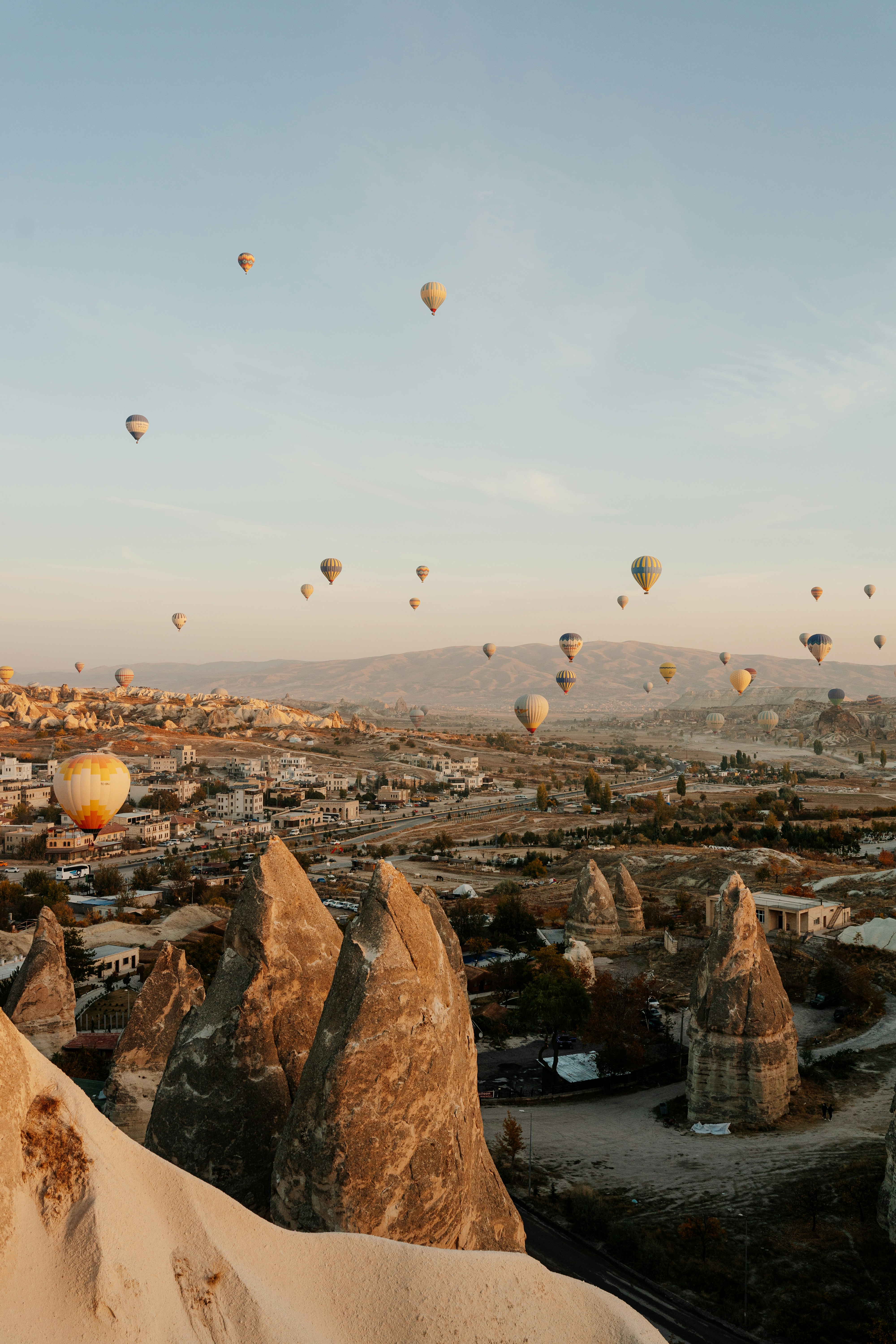 a group of hot air balloons in the sky