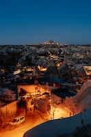 a town with snow on the ground