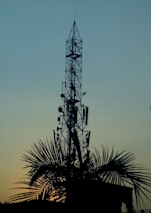 a tall tower with a tree in front of it