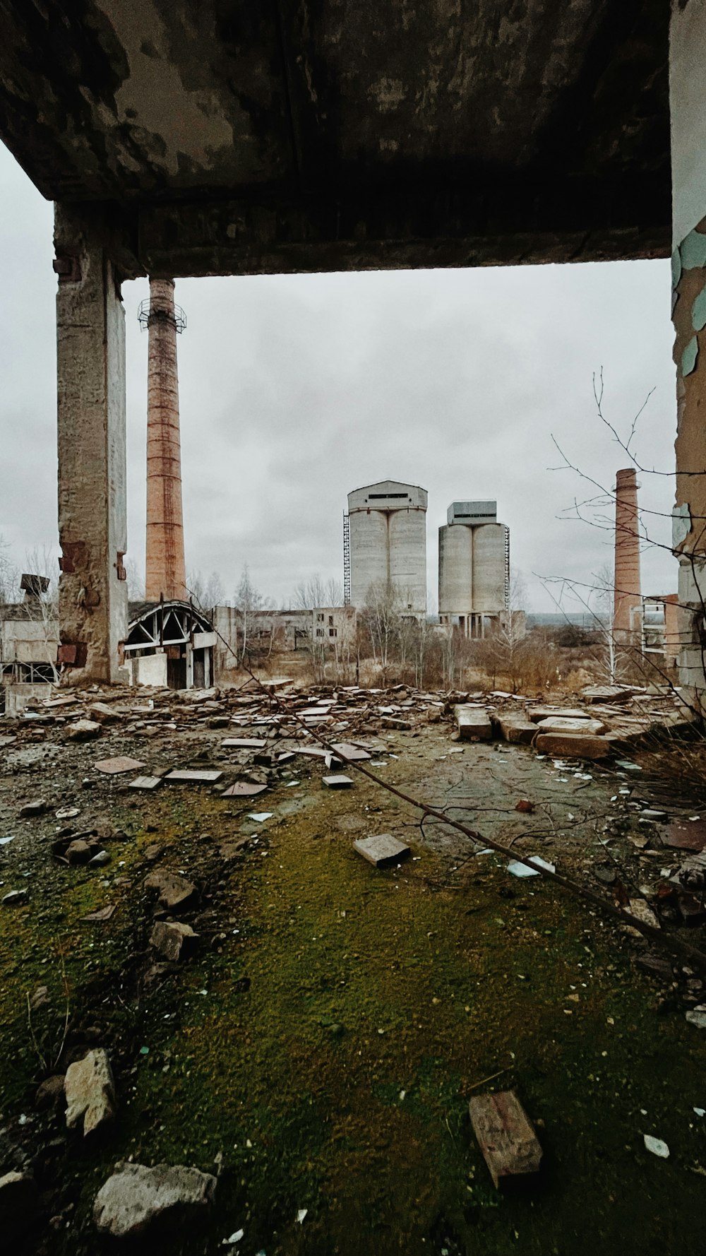 a view of a factory from a window