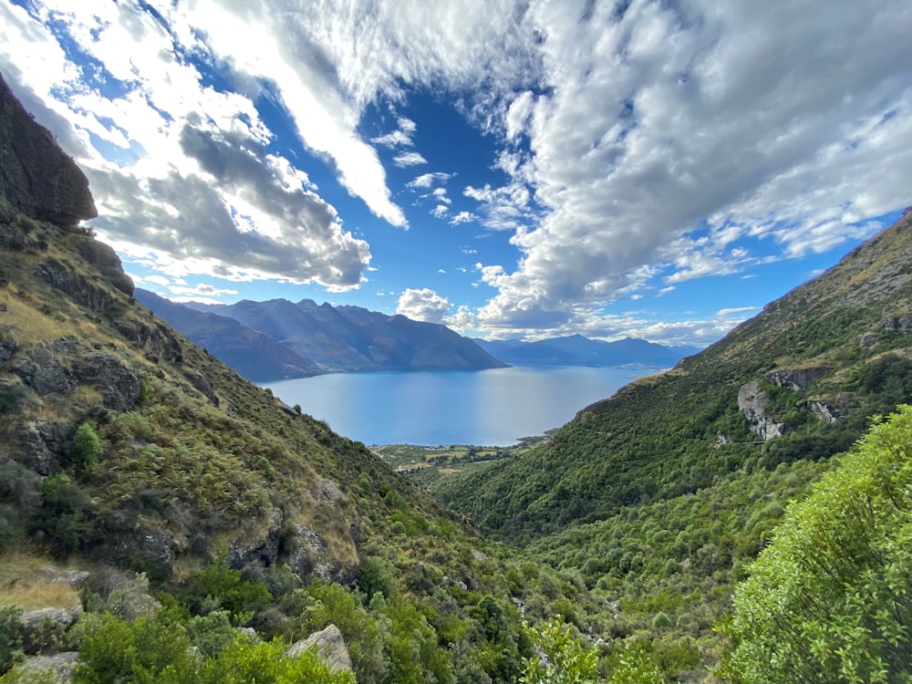 a lake surrounded by mountains